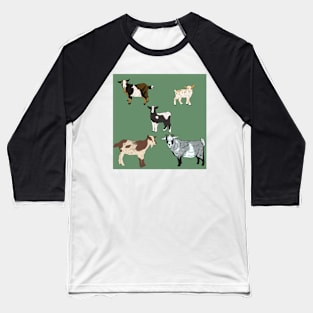 Nigerian Dwarf Goats Pattern Sage Baseball T-Shirt